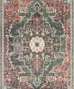 Well Woven Lyon Vintage Bohemian Medallion Oriental Botanical Red Rust Blue Rug Global