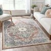 Well Woven Lyon Vintage Bohemian Medallion Oriental Botanical Red Rust Blue Rug Global