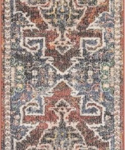 Well Woven Lyon Vintage Bohemian Medallion Oriental Botanical Red Rust Blue Rug Global