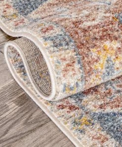 Well Woven Amiens Vintage Bohemian Medallion Oriental Botanical Blue Red Rust Rug