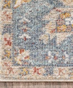 Well Woven Amiens Vintage Bohemian Medallion Oriental Botanical Blue Red Rust Rug