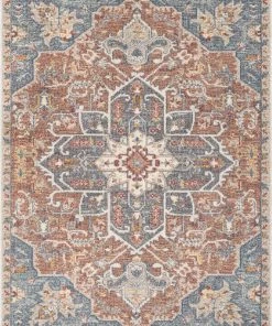 Well Woven Amiens Vintage Bohemian Medallion Oriental Botanical Blue Red Rust Rug
