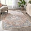 Well Woven Amiens Vintage Bohemian Medallion Oriental Botanical Blue Red Rust Rug