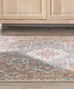 Well Woven Amiens Vintage Bohemian Medallion Oriental Botanical Blue Red Rust Rug