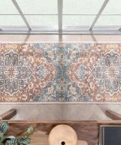 Well Woven Amiens Vintage Bohemian Medallion Oriental Botanical Blue Red Rust Rug