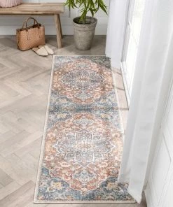 Well Woven Amiens Vintage Bohemian Medallion Oriental Botanical Blue Red Rust Rug