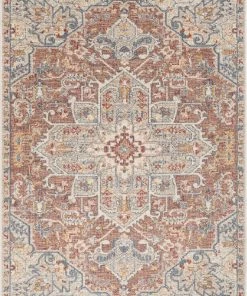 Well Woven Amiens Vintage Bohemian Medallion Oriental Botanical Red Rust Blue Rug Global