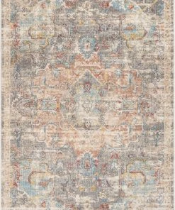 Well Woven Caen Vintage Bohemian Medallion Oriental Botanical Grey Red Rust Rug