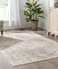 Well Woven Caen Vintage Bohemian Medallion Oriental Botanical Grey Red Rust Rug