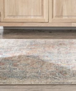 Well Woven Caen Vintage Bohemian Medallion Oriental Botanical Grey Red Rust Rug