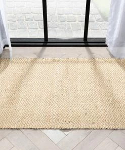 Well Woven Jute + Natural Jasmin Jute Chevron Natural Hand-Woven Chunky-Textured Rug