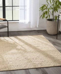 Well Woven Jute + Natural Jasmin Jute Chevron Natural Hand-Woven Chunky-Textured Rug