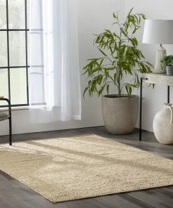 Well Woven Jute + Natural Jasmin Jute Chevron Natural Hand-Woven Chunky-Textured Rug