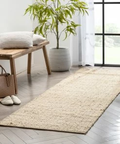 Well Woven Jute + Natural Jasmin Jute Chevron Natural Hand-Woven Chunky-Textured Rug