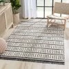 Well Woven Viho Tribal Geometric Stripes Ivory High-Low Textured Pile Rug Global