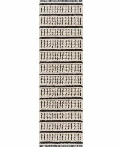Well Woven Viho Tribal Geometric Stripes Ivory High-Low Textured Pile Rug Global