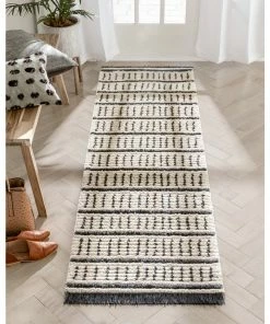 Well Woven Viho Tribal Geometric Stripes Ivory High-Low Textured Pile Rug Global