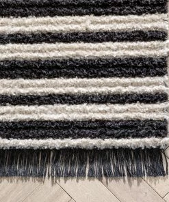 Well Woven Adriel Tribal Solid Border Pattern Ivory High-Low Textured Pile Rug