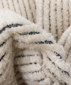 Well Woven Adriel Tribal Solid Border Pattern Ivory High-Low Textured Pile Rug