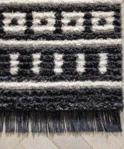 Well Woven Nokomis Tribal Diamond Lattice Pattern Grey High-Low Textured Pile Rug 16 Well Woven Nokomis Tribal Diamond Lattice Pattern Grey High-Low Textured Pile Rug