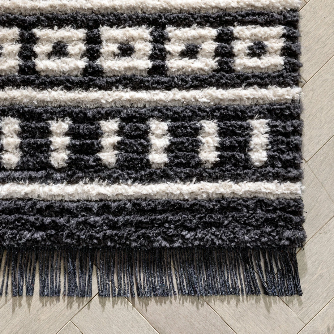 Well Woven Nokomis Tribal Diamond Lattice Pattern Grey High-Low Textured Pile Rug 5 Well Woven Nokomis Tribal Diamond Lattice Pattern Grey High-Low Textured Pile Rug