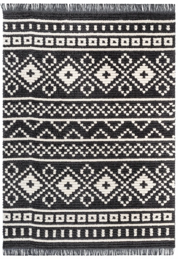 Well Woven Nokomis Tribal Diamond Lattice Pattern Grey High-Low Textured Pile Rug 2 Well Woven Nokomis Tribal Diamond Lattice Pattern Grey High-Low Textured Pile Rug