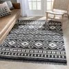 Well Woven Nokomis Tribal Diamond Lattice Pattern Grey High-Low Textured Pile Rug