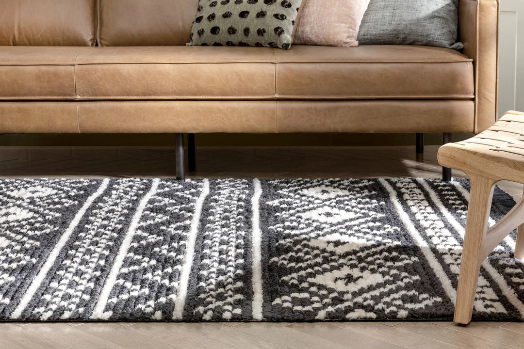 Well Woven Nokomis Tribal Diamond Lattice Pattern Grey High-Low Textured Pile Rug 11 Well Woven Nokomis Tribal Diamond Lattice Pattern Grey High-Low Textured Pile Rug