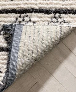 Well Woven Odina Tribal Diamond Lattice Pattern Grey High-Low Textured Pile Rug
