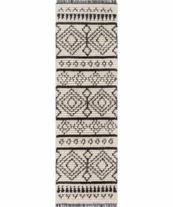 Well Woven Odina Tribal Diamond Lattice Pattern Grey High-Low Textured Pile Rug