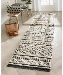 Well Woven Odina Tribal Diamond Lattice Pattern Grey High-Low Textured Pile Rug