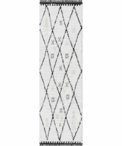 Well Woven Soyala Tribal Diamond Lattice Pattern Grey High-Low Textured Pile Rug Global