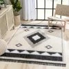 Well Woven Una Moroccan Diamond Medallion Pattern Grey High-Low Textured Pile Rug Global