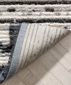 Well Woven Sakari Moroccan Diamond Medallion Pattern Grey High-Low Textured Pile Rug Global