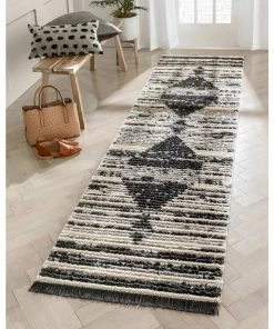 Well Woven Sakari Moroccan Diamond Medallion Pattern Grey High-Low Textured Pile Rug Global