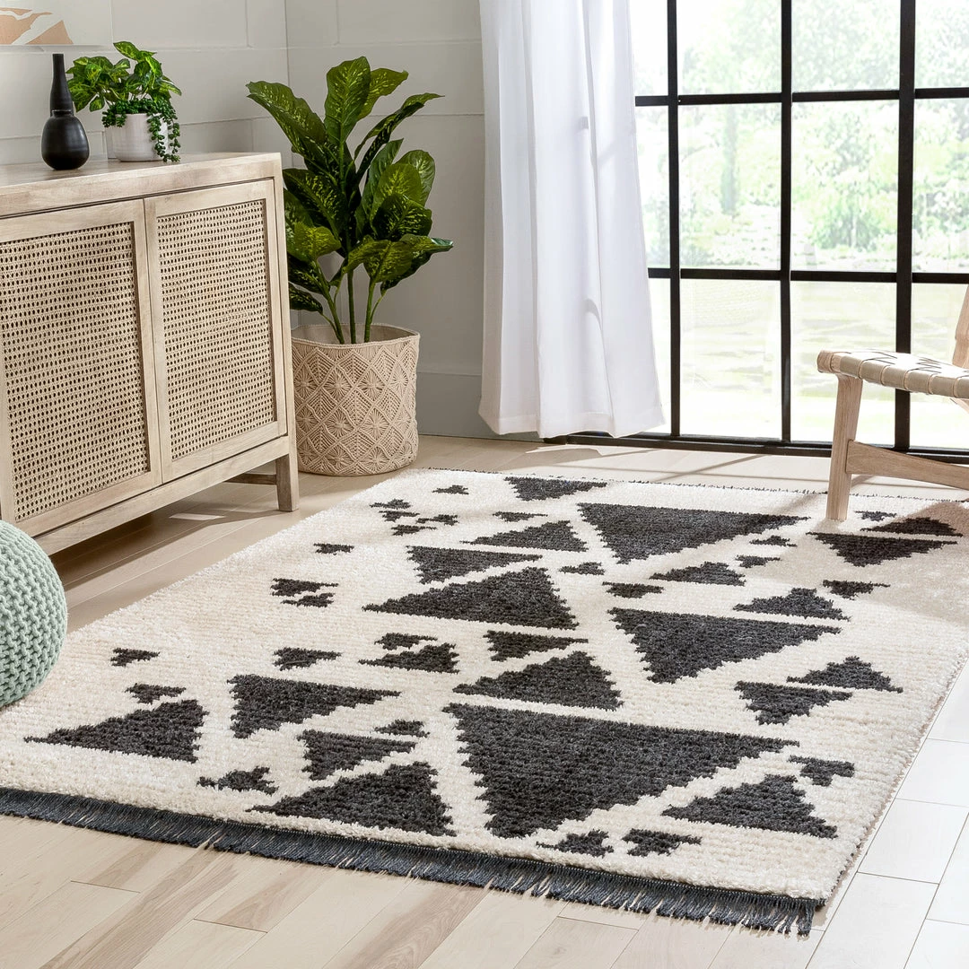 Well Woven Elu Tribal Geometric Pattern Grey High-Low Textured Pile Rug 12 Well Woven Elu Tribal Geometric Pattern Grey High-Low Textured Pile Rug
