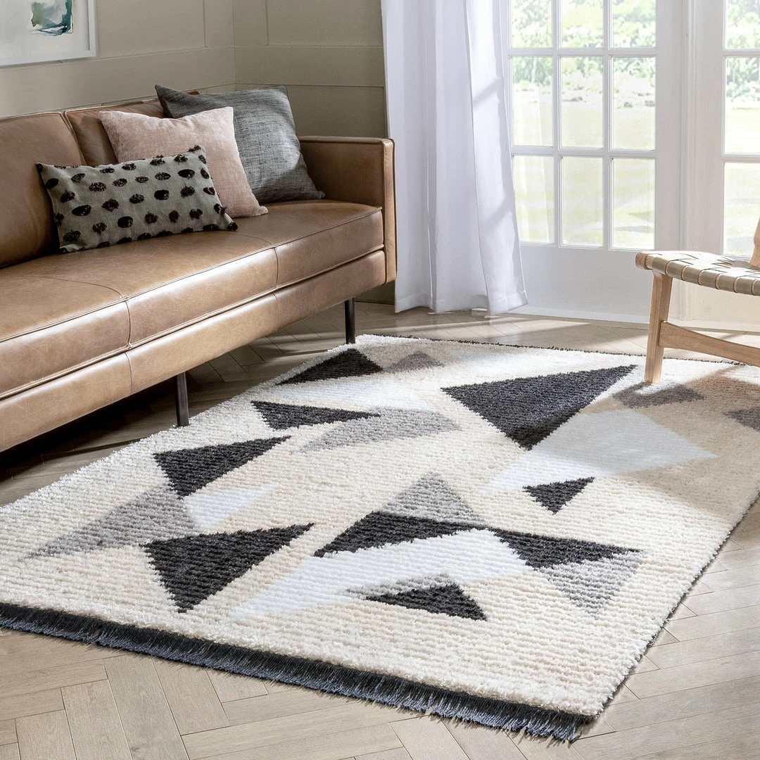 Well Woven Etenia Tribal Abstract Pattern Grey High-Low Textured Pile Rug 12 Well Woven Etenia Tribal Abstract Pattern Grey High-Low Textured Pile Rug