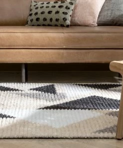Well Woven Etenia Tribal Abstract Pattern Grey High-Low Textured Pile Rug 22 Well Woven Etenia Tribal Abstract Pattern Grey High-Low Textured Pile Rug