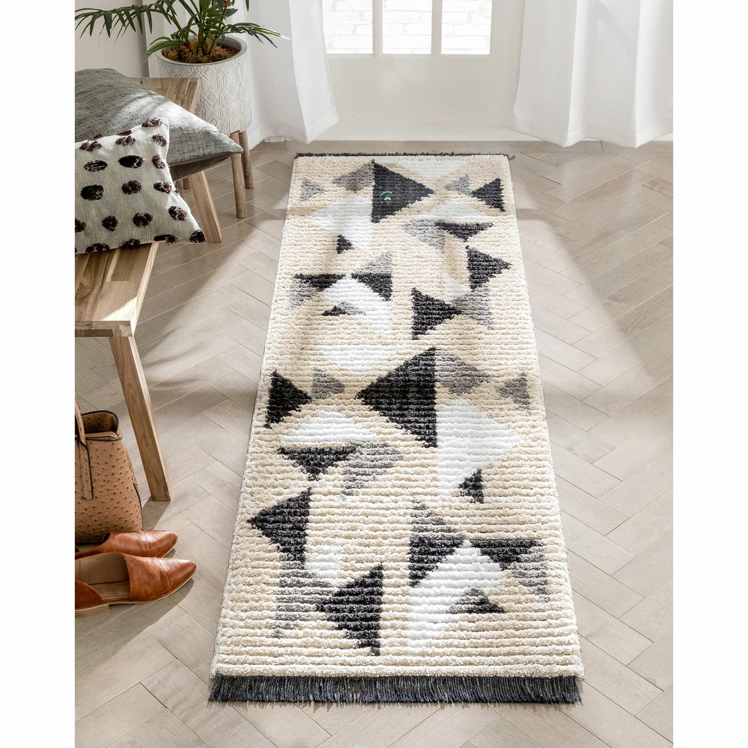 Well Woven Etenia Tribal Abstract Pattern Grey High-Low Textured Pile Rug 7 Well Woven Etenia Tribal Abstract Pattern Grey High-Low Textured Pile Rug