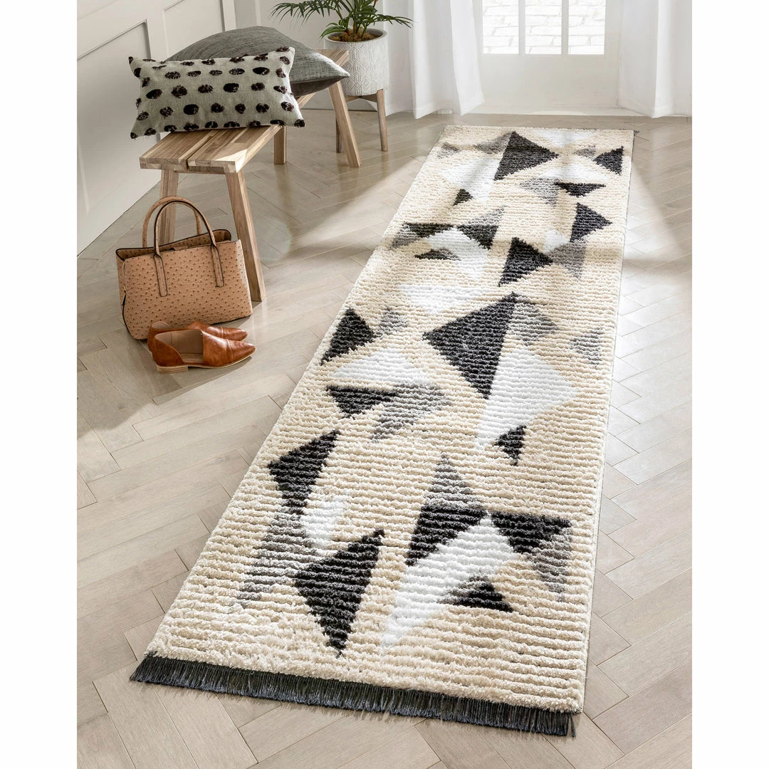 Well Woven Etenia Tribal Abstract Pattern Grey High-Low Textured Pile Rug 8 Well Woven Etenia Tribal Abstract Pattern Grey High-Low Textured Pile Rug