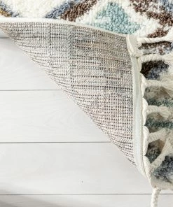 Well Woven Anahita Vintage Moroccan Diamond Ivory Shag Rug Global