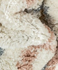 Well Woven Anahita Vintage Moroccan Diamond Ivory Shag Rug Global