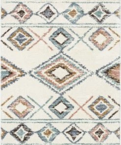 Well Woven Anahita Vintage Moroccan Diamond Ivory Shag Rug Global