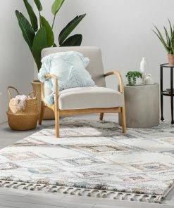 Well Woven Anahita Vintage Moroccan Diamond Ivory Shag Rug Global