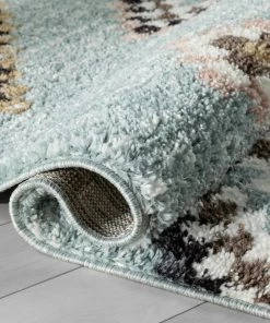 Well Woven Sedna Vintage Moroccan Diamond Light Blue Shag Rug