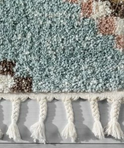 Well Woven Sedna Vintage Moroccan Diamond Light Blue Shag Rug
