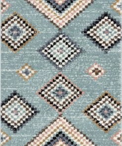 Well Woven Sedna Vintage Moroccan Diamond Light Blue Shag Rug