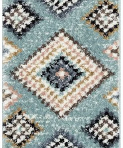 Well Woven Sedna Vintage Moroccan Diamond Light Blue Shag Rug
