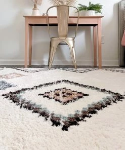 Well Woven Moselle Vintage Moroccan Diamond Ivory Shag Rug Global