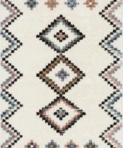 Well Woven Moselle Vintage Moroccan Diamond Ivory Shag Rug Global